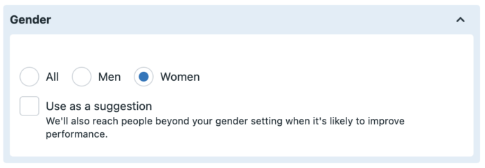 Gender Targeting Suggestions